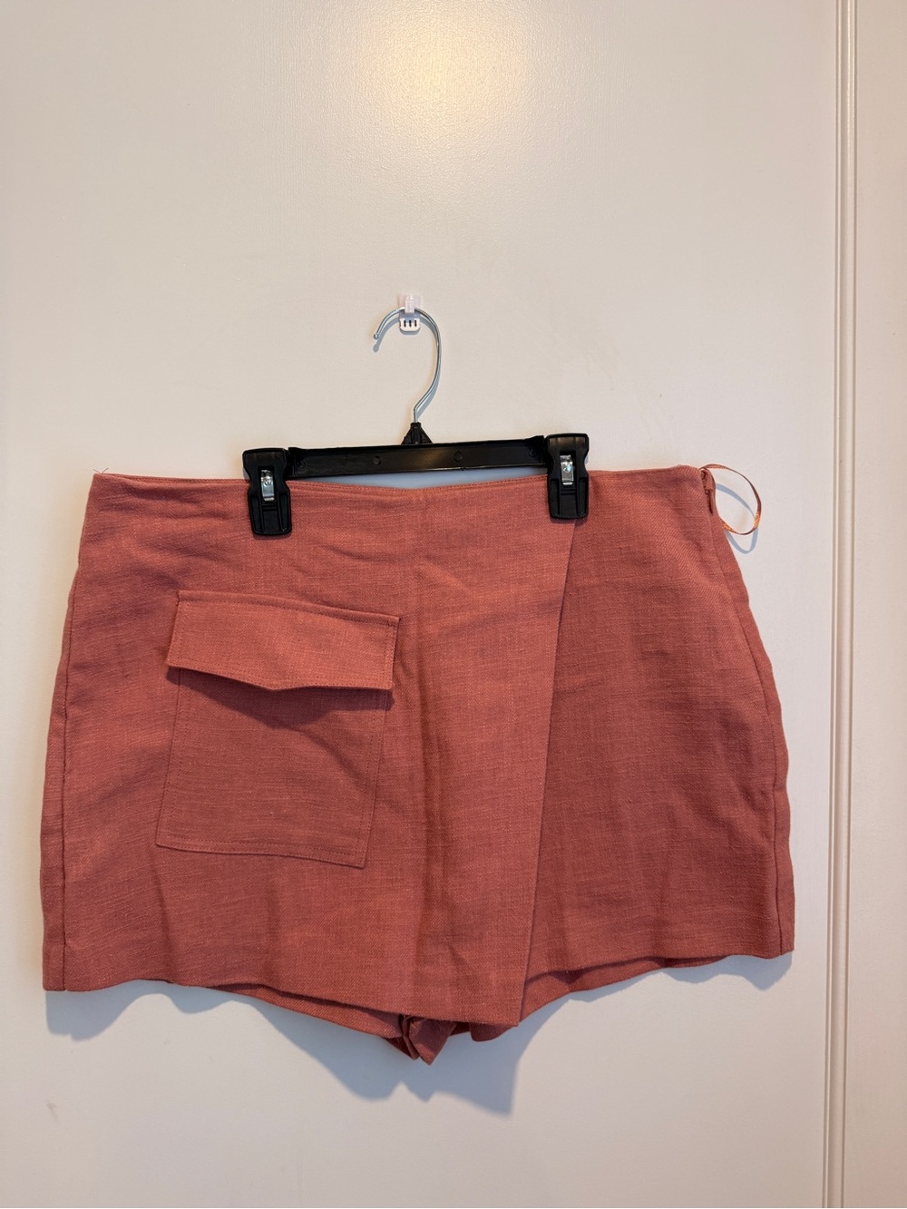 Primark Rust Pink Wrap-Front Linen-Blend Skort